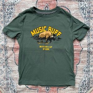OLD NAVY Boys Green "Music Buff" Graphic Short Sleeve Tee Shirt - Size Small 6-7